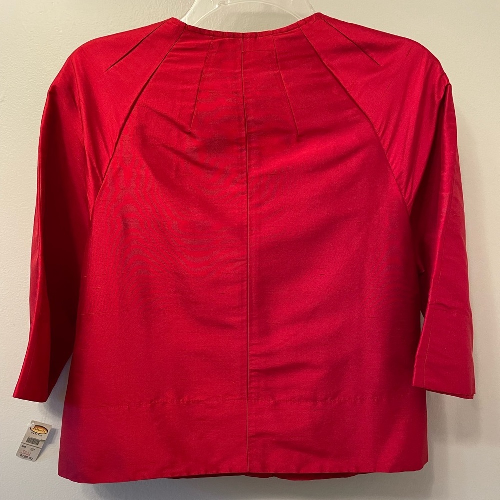 NWT Talbots Ruby Red Silk Jacket Elegant Cropped Cocktail Size 2 - Picture 2 of 9